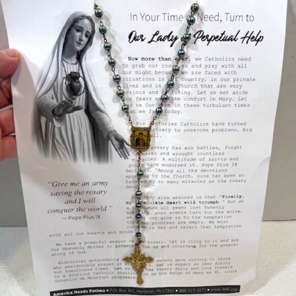 Rosary Beads Prayer Card The 15 Promises of Mary Our Lady of Perpetual Help - Picture 2 of 9